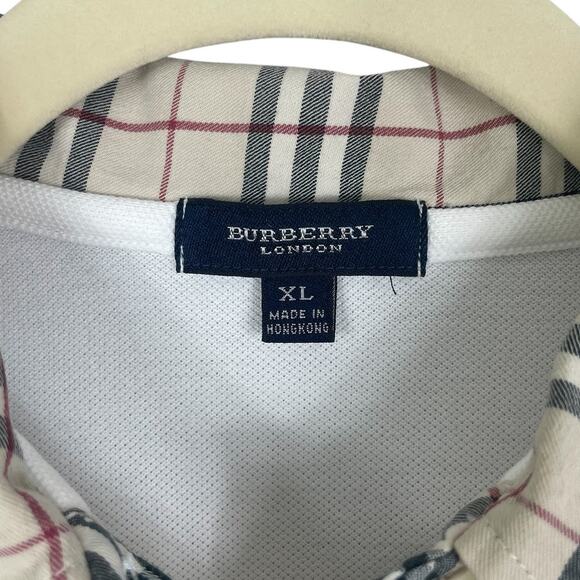 Burberry London Nova Check Collar Polo Shirt Golf Classic White Size Women's XL - Picture 6 of 7